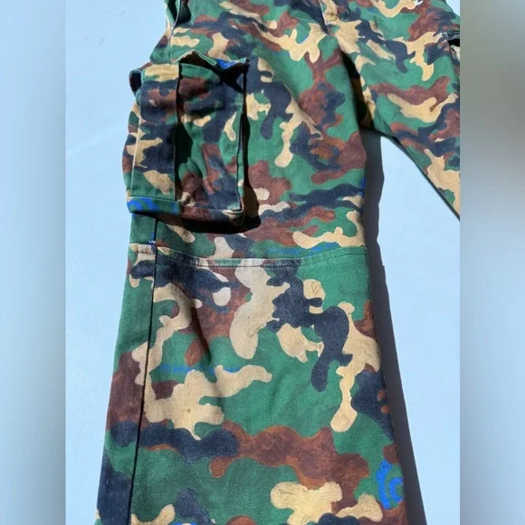 $505 Off White Kids Boys Camo Camouflage Print Khaki Cargo Pants Trousers Size 6